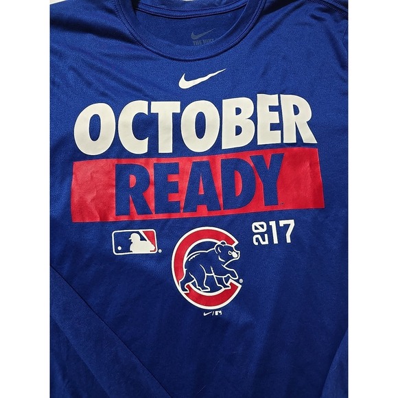Nike Dri Fit Chicago Cubs Shirt Mens Large Blue MLB Baseball Long Sleeve 2017 - Picture 2 of 10